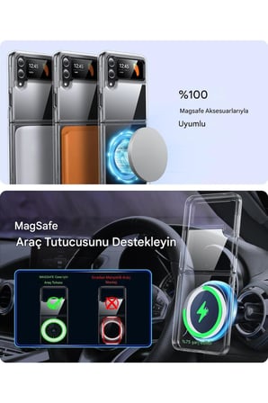 Samsung Z Flip 4 Şeffaf Magsafe Kılıf MTL SAFE