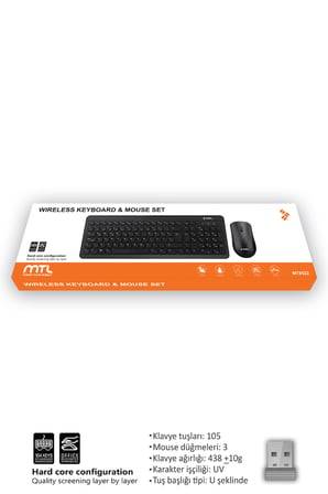 Kablosuz Klavye ve Mouse Seti - Ofis Kullanımı için İdeal Ergonomik Tasarım MT8522
