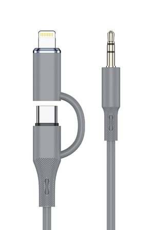 Type-C ve iPhone Lightning To 3.5mm Aux Dolanmaz Silikon Ses Kablosu 2 in 1 Stereo OTG MT2812