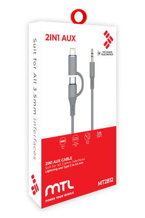 Type-C ve iPhone Lightning To 3.5mm Aux Dolanmaz Silikon Ses Kablosu 2 in 1 Stereo OTG MT2812