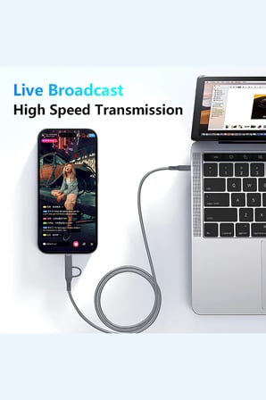 Type-C ve iPhone Lightning To 3.5mm Aux Dolanmaz Silikon Ses Kablosu 2 in 1 Stereo OTG MT2812