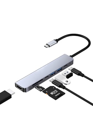 Type-C 7in1 Hub Çoklayıcı | 4K UHD | 87W PD | USB 3.0 x2 | HDTV | SD/TF Port Usb Çoklayıcı MT8901
