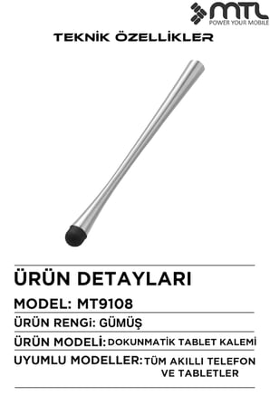 Dokunmatik Tablet Kalemi Universal Silikon Uçlu Tablet Telefon Kalemi Çizim Not Alma MT9108