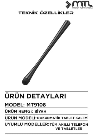 Dokunmatik Tablet Kalemi Universal Silikon Uçlu Tablet Telefon Kalemi Çizim Not Alma MT9108
