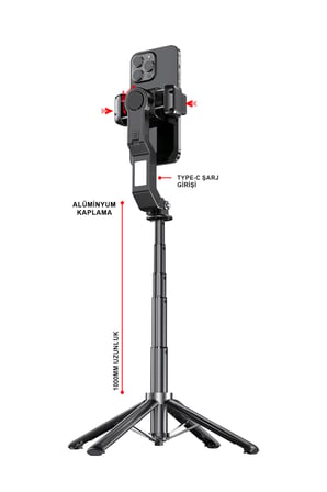 Gimbal Sabitleyici ve Tripod Bluetooth Kumandalı 9 Renk Led Işıklı Selfie Çubuğu MT6703