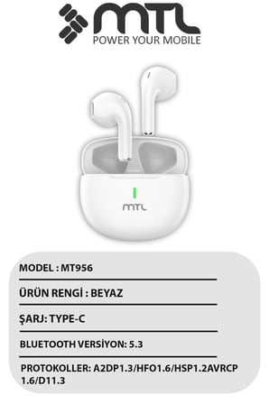 TWS Kablosuz Bluetooth Kulaklık Şık ve Hafif Tasarım Yüksek Ses Kalitesi Hassas Dokunmatik Kontrol
