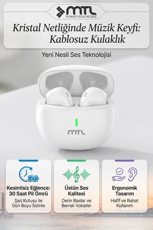 TWS Kablosuz Bluetooth Kulaklık Şık ve Hafif Tasarım Yüksek Ses Kalitesi Hassas Dokunmatik Kontrol