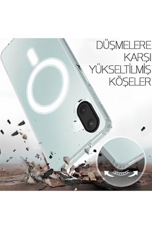 Samsung Galaxy A07 Kılıf Magsafe Aksesuar Destekli Şeffaf Darbe Emici Kapak Kılıf