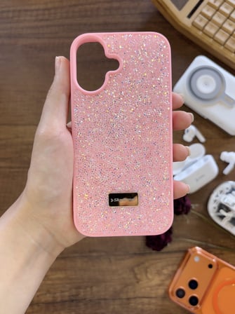 Samsung A07 / A08 Uyumlu Kadife İç Yüzey Tasarımlı Taşlı Işıltılı Parlak Pırlanta Kılıf Dia Plus