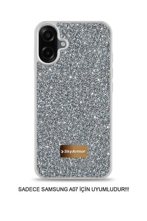 Samsung A07 / A08 Uyumlu Kadife İç Yüzey Tasarımlı Taşlı Işıltılı Parlak Pırlanta Kılıf Dia Plus