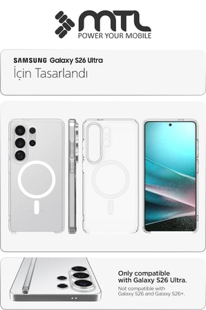 Samsung S26 Ultra Uyumlu Animasyonlu Şeffaf Magsafe Şarj Destekli Sararmayan Sert Origin Kılıf