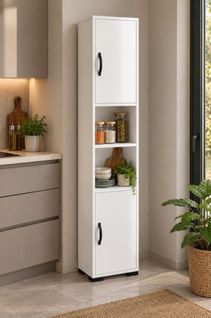 SuloraHome Beyaz Çok Amaçlı Mutfak Erzak Dolabı 35 cm