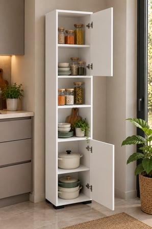 SuloraHome Beyaz Çok Amaçlı Mutfak Erzak Dolabı 35 cm