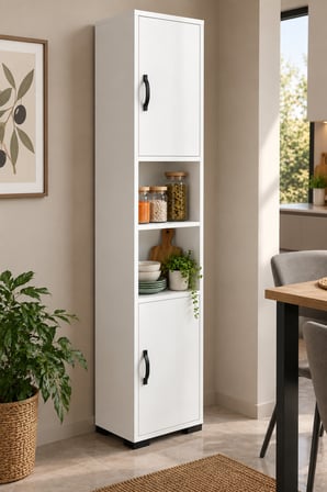 SuloraHome Beyaz Çok Amaçlı Mutfak Erzak Dolabı 35 cm