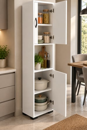 SuloraHome Beyaz Çok Amaçlı Mutfak Erzak Dolabı 35 cm