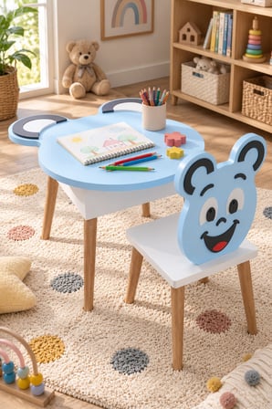 SuloraHome Happy Face Figürlü Çocuk Masa ve Sandalye Seti