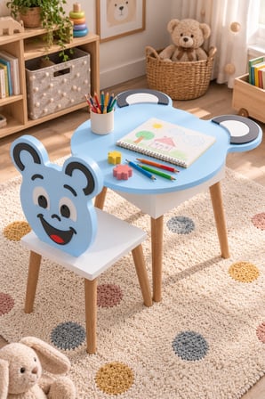 SuloraHome Happy Face Figürlü Çocuk Masa ve Sandalye Seti