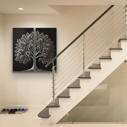 2li Eskitme Krom Ağaç Kanvas Tablo 60x120cm