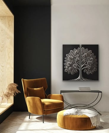 2li Eskitme Krom Ağaç Kanvas Tablo 60x120cm