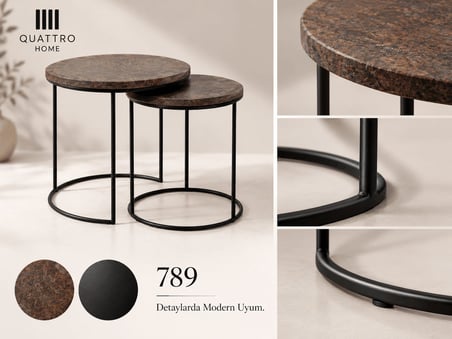 Lunessa 789 İkili Zigon Sehpa-Büyük Sehpa: 51 × 51 cm Büyük Sehpa Yüksekliği: 52 cm Küçük Sehpa: 40 × 40 cm Küçük Sehpa Yüksekliği: 47 cm