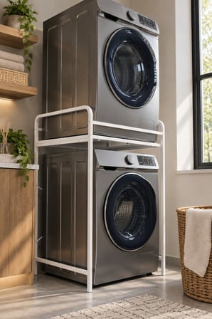 SuloraHome Çamaşır Makinesi Üstü Metal Raf Ünitesi - Beyaz 66 cm