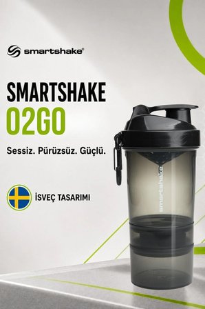 smartshake original2go serisi 600 ml siyah protein shaker
