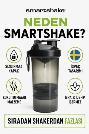 smartshake original2go serisi 600 ml siyah protein shaker