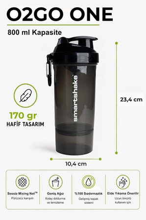 Smartshake Original2Go One Serisi 800 ml Siyah Protein Shaker