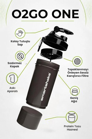 Smartshake Original2Go One Serisi 800 ml Siyah Protein Shaker