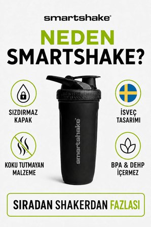 Smartshake Reforce Paslanmaz Çelik Serisi 900 ml Siyah Protein Shaker