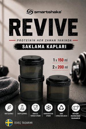 Smartshake Revive Saklama Kapları Siyah 3'lü Set