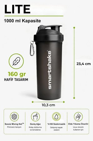 Smartshake Lite Serisi 1000 ml Siyah Protein Shaker