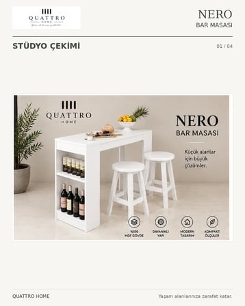 NERO BAR MASASI BEYAZ