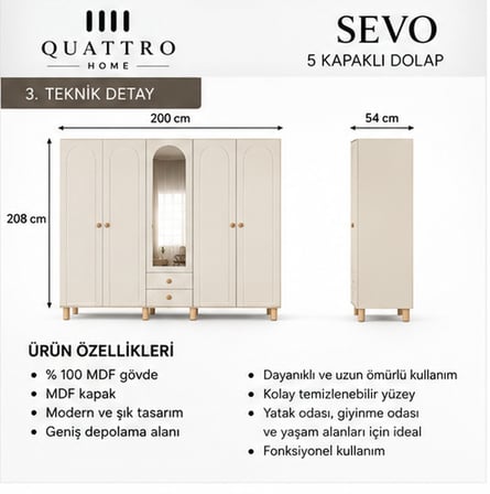 SEVO 5 KAPAKLI DOLAP