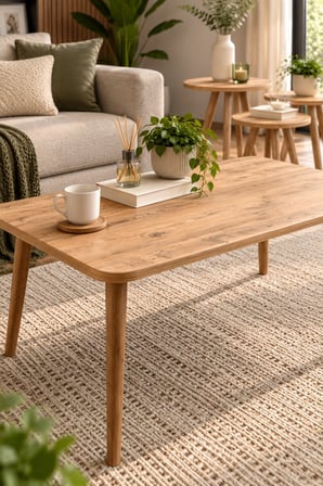 SuloraHome Torna Ayaklı Ceviz Desenli 4'lü Sehpa Seti