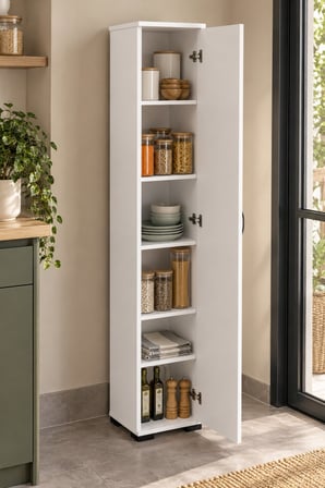 SuloraHome Çok Amaçlı Beyaz Kiler Dolabı 30 cm Genişlik
