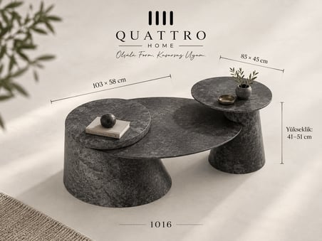 Arvena 1016 Doğal Taş Görünümlü Orta Sehpa