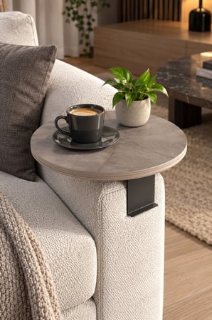 SuloraHome Ayarlanabilir Koltuk Yanı Tepsi Sehpa Gri Mermer Desenli