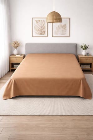 %100 Pamuk Düz Çarşaf 240x260 cm Çift Kişilik Büyük Boy Çarşaf – Yumuşak, Nefes Alabilen, Dayanıklı Tek Parça Üst Çarşaf (KAHVERENGİ)
