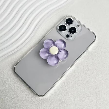 3D Çiçek Tasarımlı 3M Yapıştırmalı El Parmak Tutucu Cep Telefonu Tutacağı - AL5246 (MODEL 1)