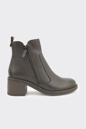 Hakiki Deri Fermuarlı Detaylı Kadın Bot
