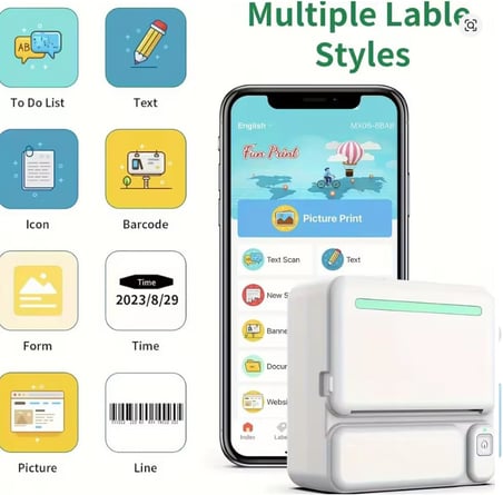 Mini Taşınabilir Yazıcı 13 Rulo Kağıtlı Mürekkepsiz Etiket Yazıcısı Mini Termal Yazıcı