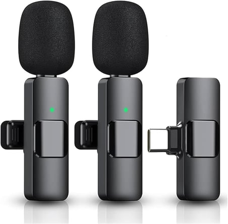 K9T2 Type-C Bağlantılı, 360° Ses Yakalama, Gürültü Azaltma Özellikli; Android, iPad ve iphone 15 ve 16/Plus/Pro/ProMax ve 17/Pro/ProMax Uyumlu Kablosuz Çiftli Yaka Mikrofonu