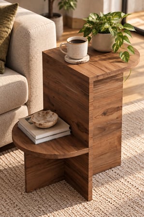 SuloraHome Yan Sehpa Kahverengi 53x35 cm