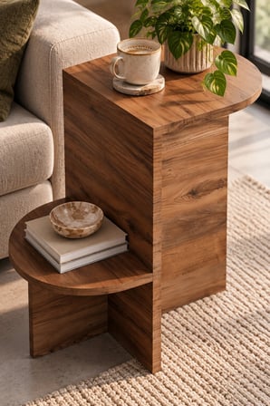 SuloraHome Yan Sehpa Kahverengi 53x35 cm