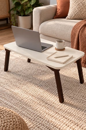 SuloraHome Ekru Renkli Katlanır Laptop ve Kahvaltı Sehpası