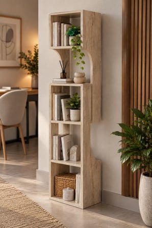 SuloraHome 5 Katlı Modern Dekoratif Ahşap Kitaplık ve Raf Ünitesi
