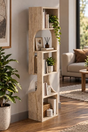 SuloraHome 5 Katlı Modern Dekoratif Ahşap Kitaplık ve Raf Ünitesi
