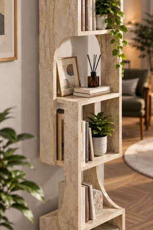 SuloraHome 5 Katlı Modern Dekoratif Ahşap Kitaplık ve Raf Ünitesi