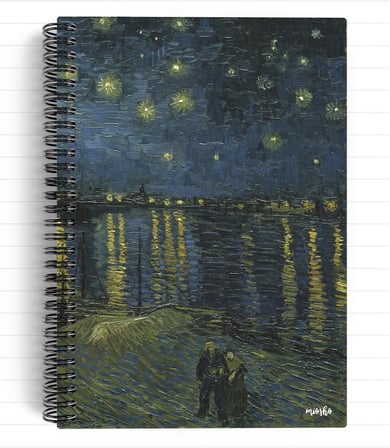 Vincent Van Gogh/Starry Night Over the Rhone,1888 | Spiralli Defter 24 | A5 | Çizgili | 100 Syf |Okul (Düz)